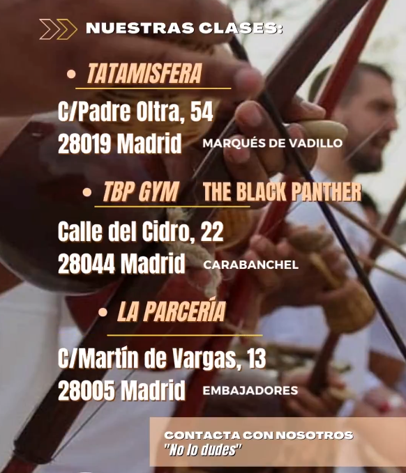 Horarios clases de Capoeira con Mestrando Davisão